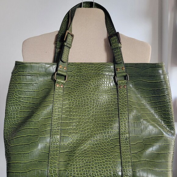 The Limited Handbags - The Limited Vintage Lime Green Faux Gator Tote Style Purse with Double Handle